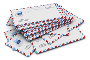 Stack of paper mail letters